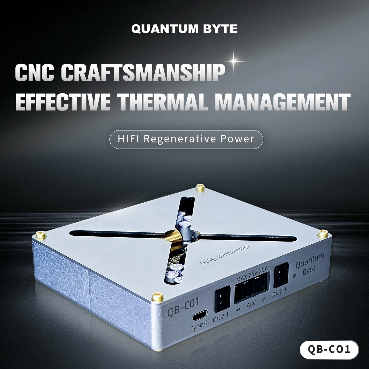 QB-C01 Hi-Fi CNC Regenerative Power Filter for Audio Amplifier DAC Daphile NAS Digital Audio Player Router And Switch