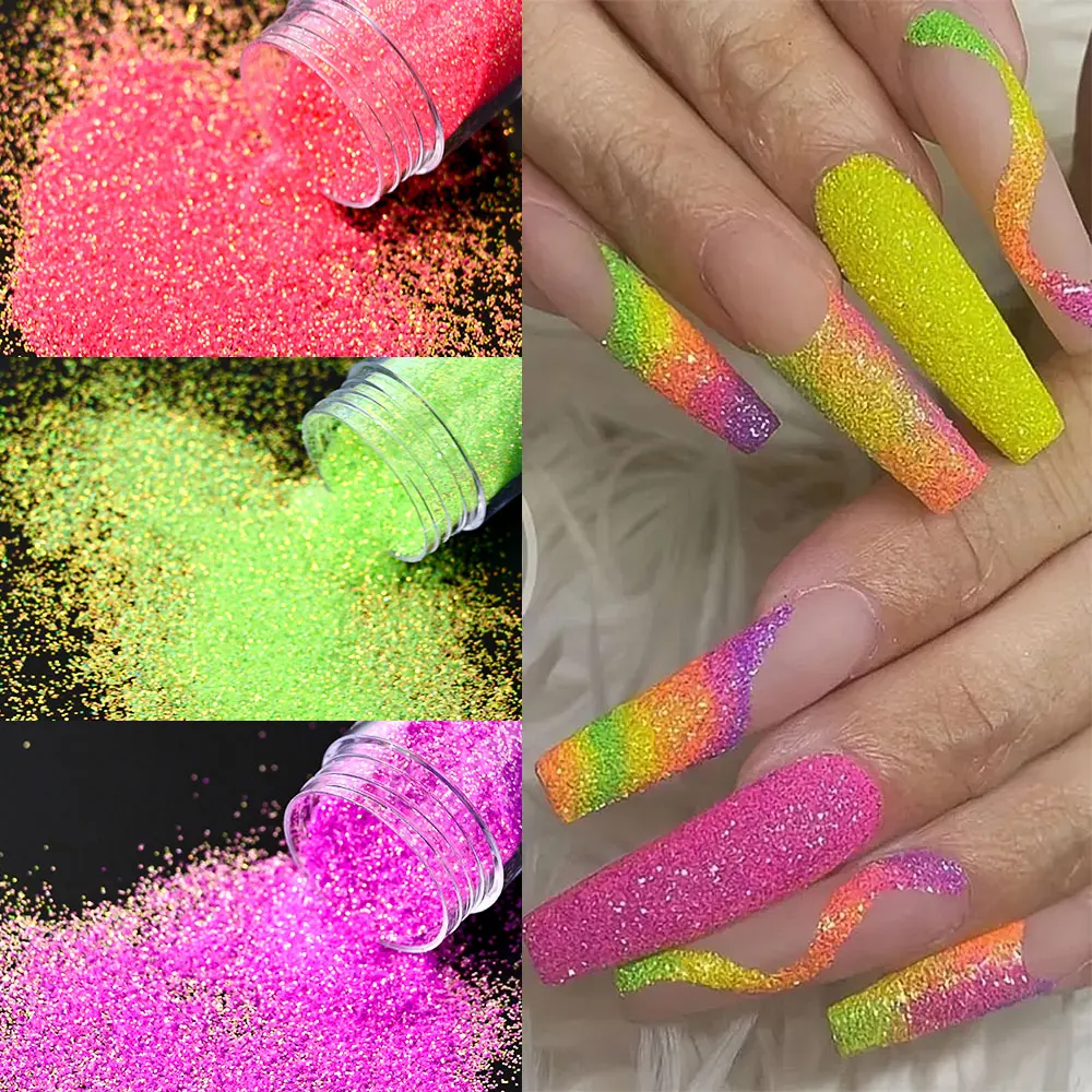 10g * 10jar เรืองแสงนีออน Glitter ผงเล็บสี Candy Phosphor เล็บสีฝุ่นนีออนเล็บผงสําหรับตา Body Paint RT% $