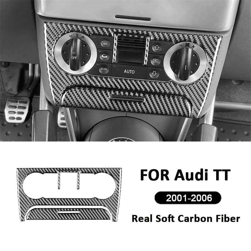 

For Audi TT 2001-2006 Carbon Fiber Car Air Conditioning Control Buttons Knob Panel Frame Storage Box Cover Decoration Sticker