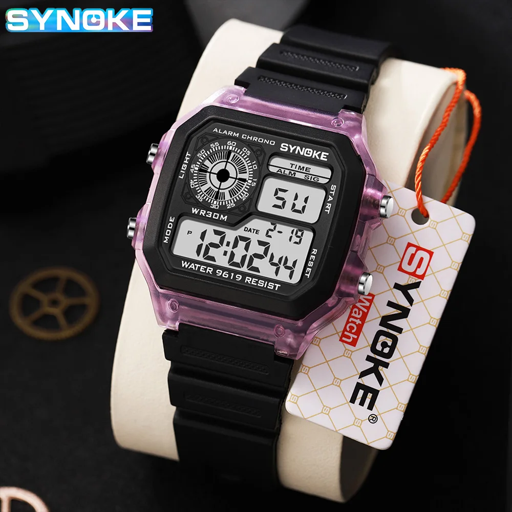 SYNOKE Couple watches Digital Watches Sports Luminous Multifunction Waterproof Chrono Wristwatch Outdoor Seven Lights