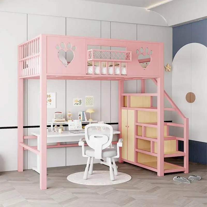 

Multifunctional loft & Small apartment bed Empty iron frame bed under the bed