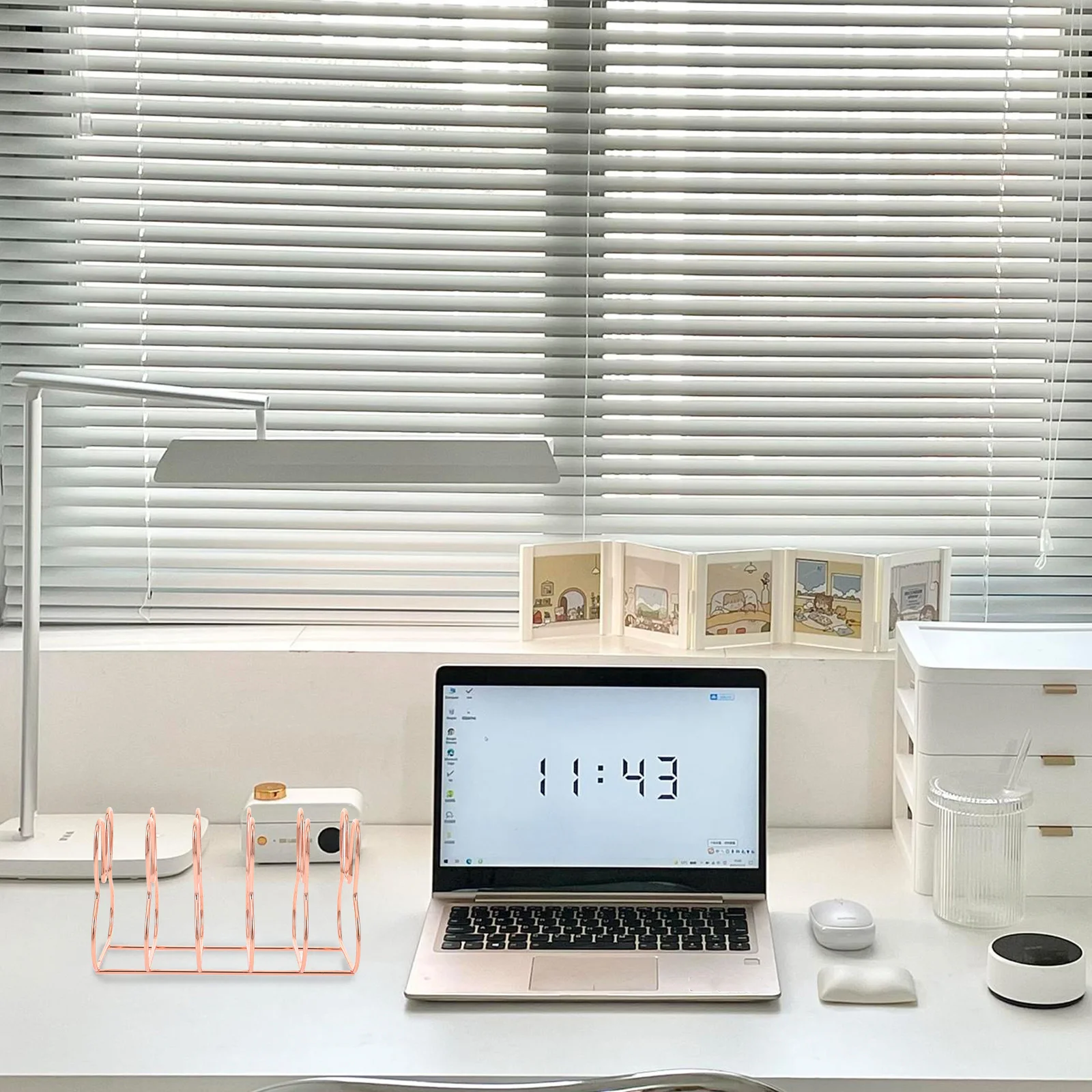 Iron Book Holder Desktop Bookends Sturdy Decorative Organizer for Books Documents Files Study Office Home Filing Boxes for Home