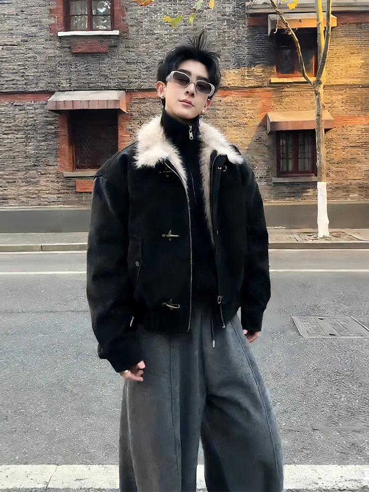 

American Sle Thiened PU Leather Flng Jaet Cotton Coat Men Winter ort Sle Mountain Eagle Outerwear Warmth Faion