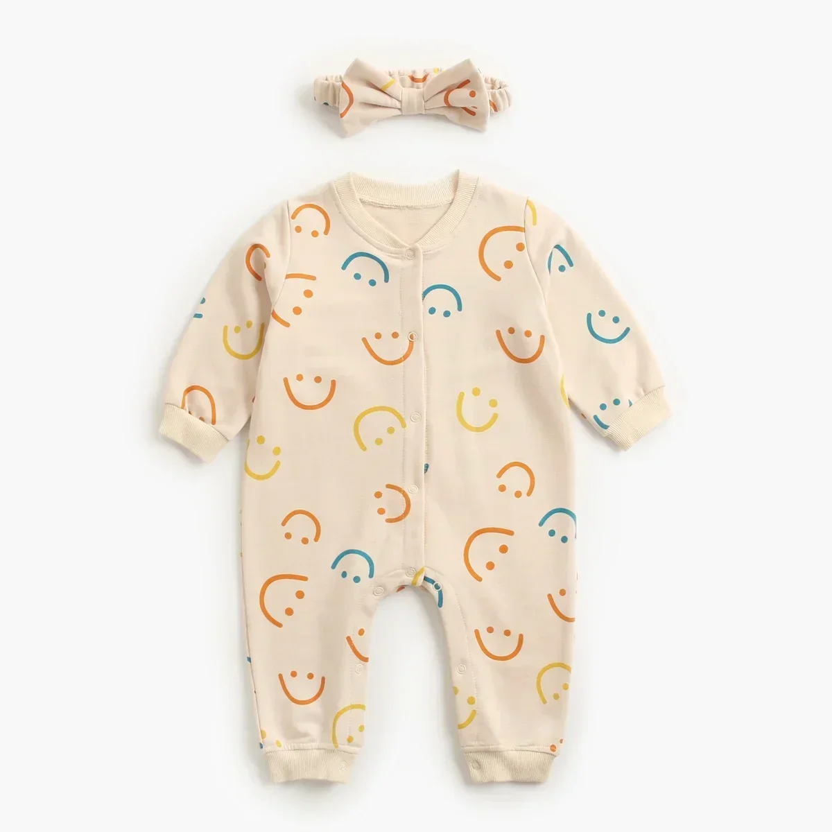 Herbstmode: Baby-Strampler, Kleidung, Baumwoll-Overall für Kleinkinder, Mädchen-Overalls mit Stirnband. – Detail 3