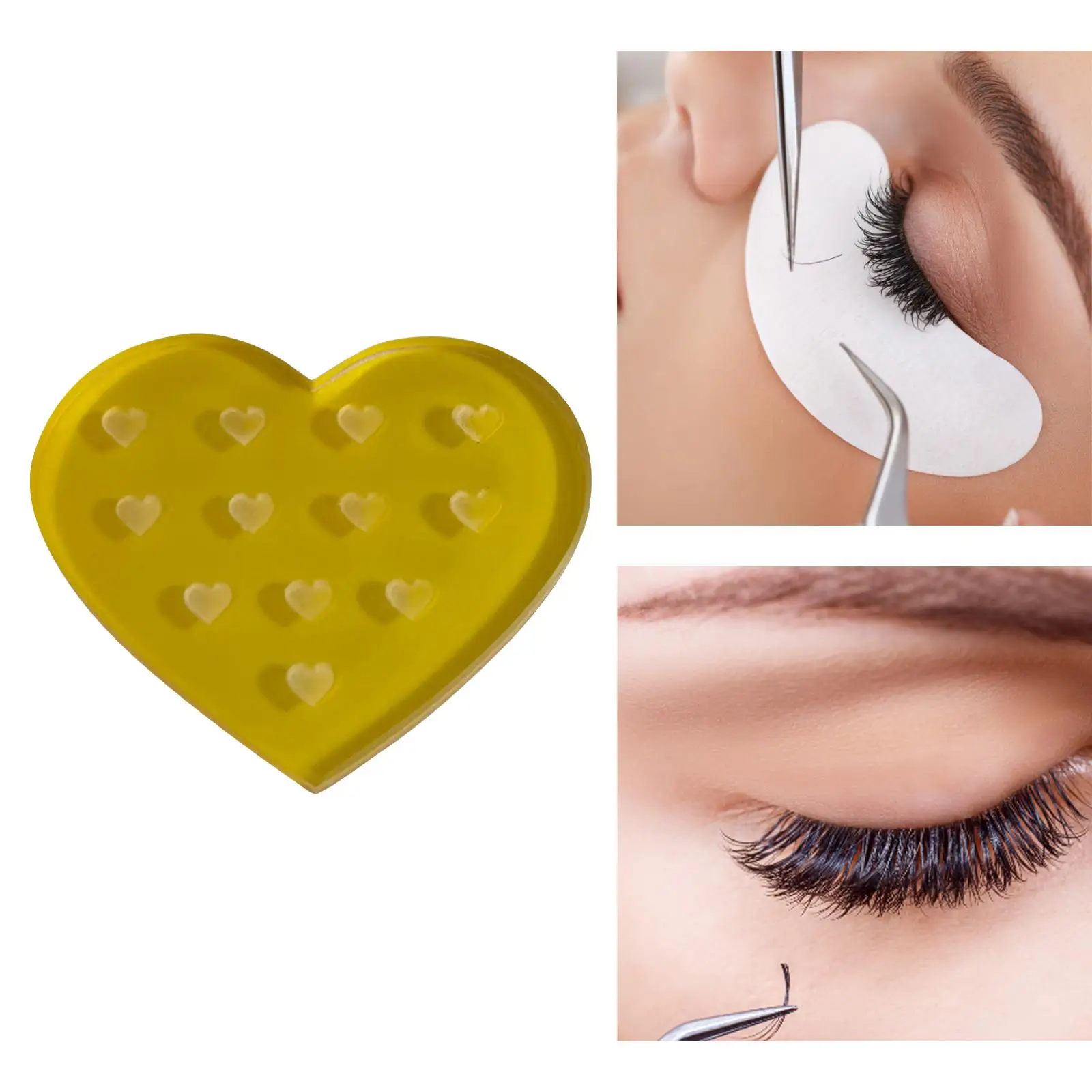 Transparenter Kristallglas-Herz-Wimpern-Kleberständer, waschbarer, wiederverwendbarer Wimpernkleberhalter für professionelle Salonverlängerungen