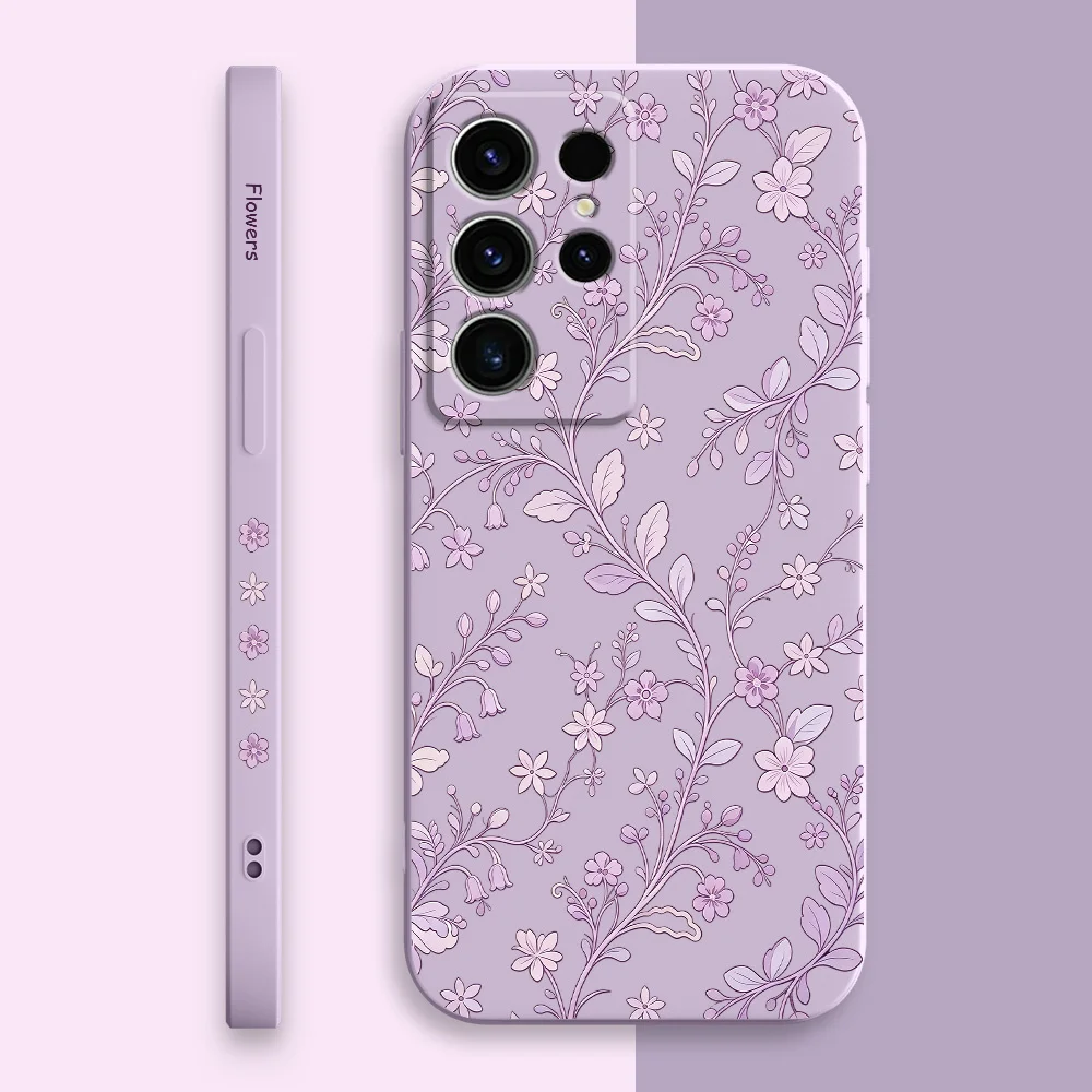 Purple Blooms Phone Case For Samsung Galaxy S26 S25 Edge S24 S23 S22 S21 S20 S10 FE Plus Ultra Silicone Soft Cover