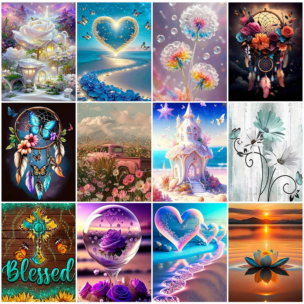 

Алмазная мозаика 5D приморская любовь сердце горный хрусталь фотографии цветок Ловец снов живопись пейзаж полный круглый домашний декор