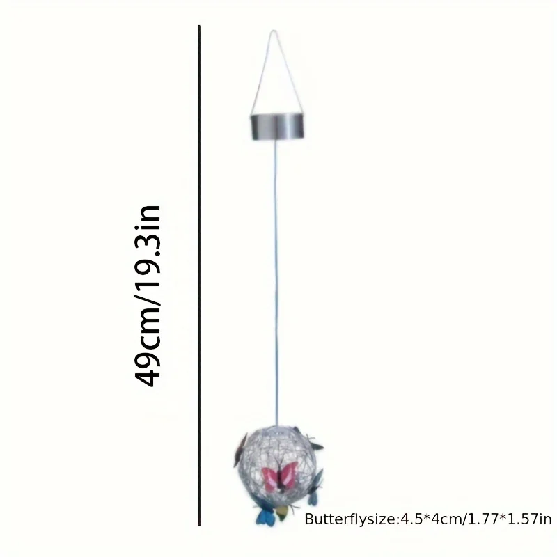 1 قطعة فراشة ملونة الشمسية غلوب ضوء في الهواء الطلق فناء حديقة ديكور شجرة معلقة أضواء عطلة المزاج الإضاءة #6