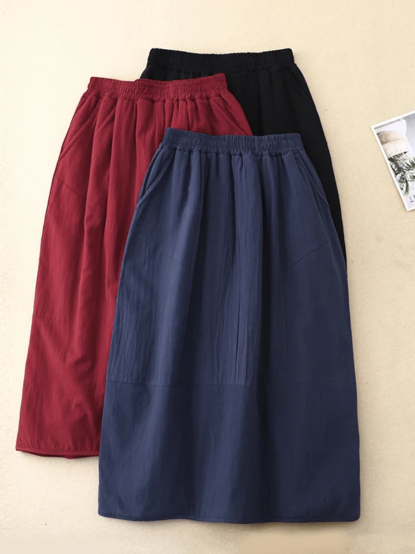 Gonna lunga in cotone retrò da donna taglie forti allentata tutto-fiammifero bocciolo di fiore lanterna gonna a trapezio pendolari Sle autunno inverno casual