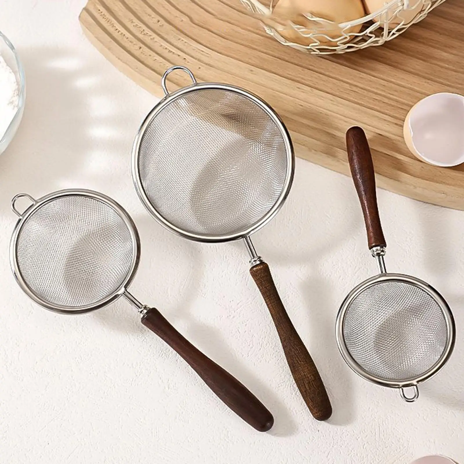 

S-L Stainless Steel Fine Mesh Strainer Sieve Strainer Kitchen Fried Food Filter Oil Baking Tool Reusable Handheld Sifter Skimmer