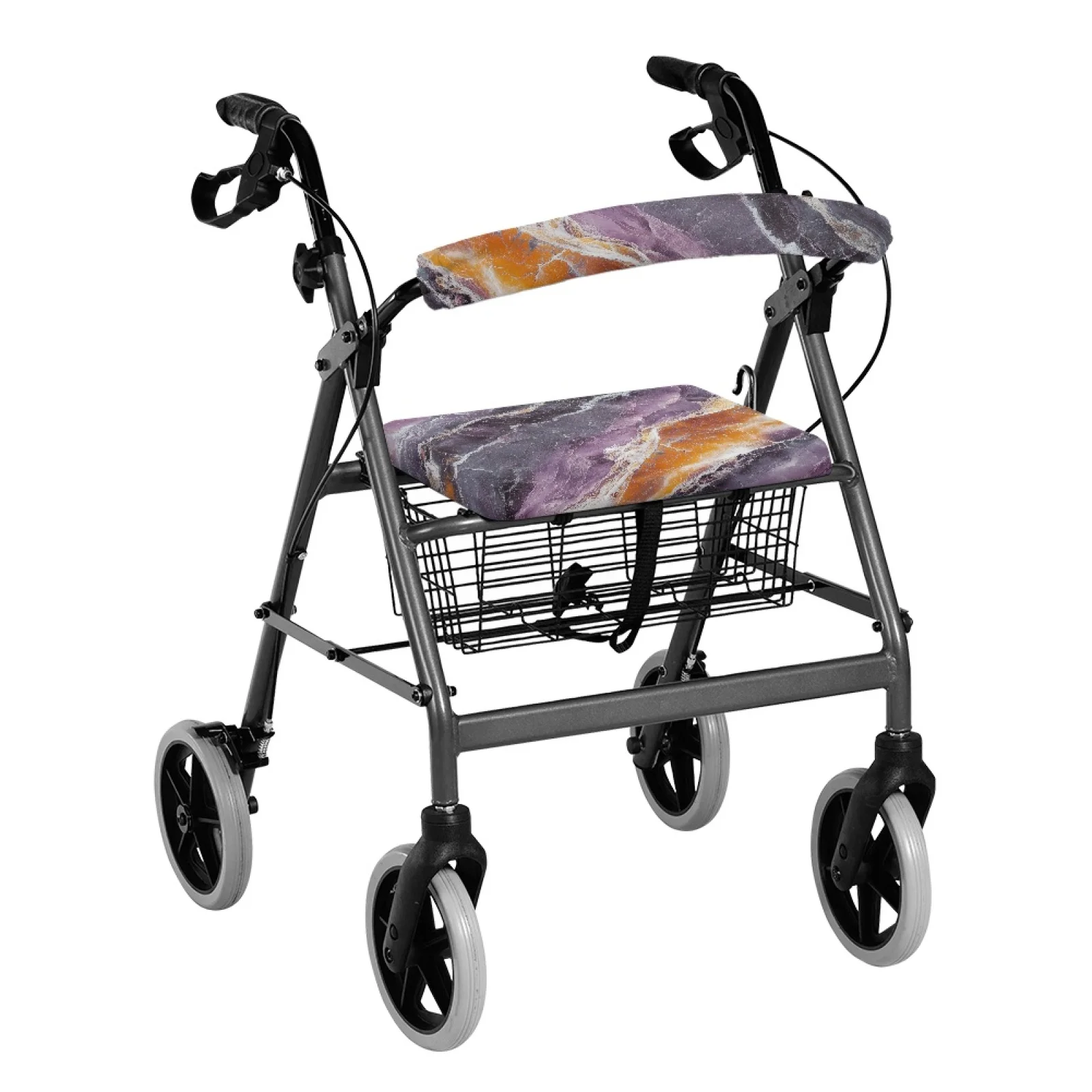 Coloranimal Marble 2 Pcs Rollator Walker Seat Back Cover Polyester Fabric Rollator Decorations for Women