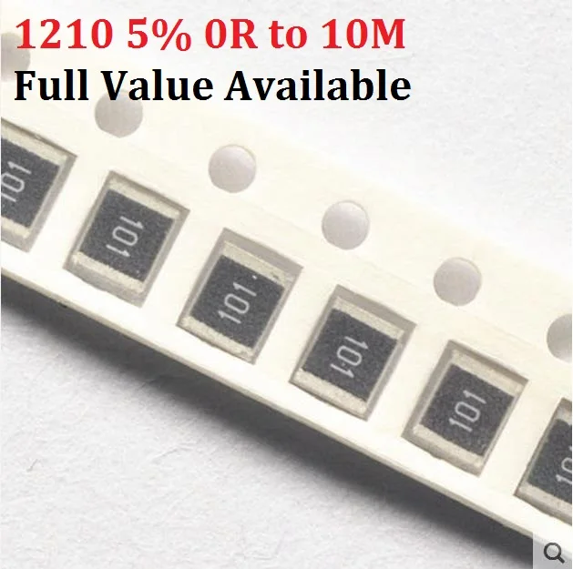 100pcs 1210 10K 5% 0R~10M 10R 1K 2.2K 10K 100K 0R 1R 100R 220R 330R 470 Ohm 4.7 SMD Chip Resistor 2/3/4/5/6/7/8/9/k/r Free Ship