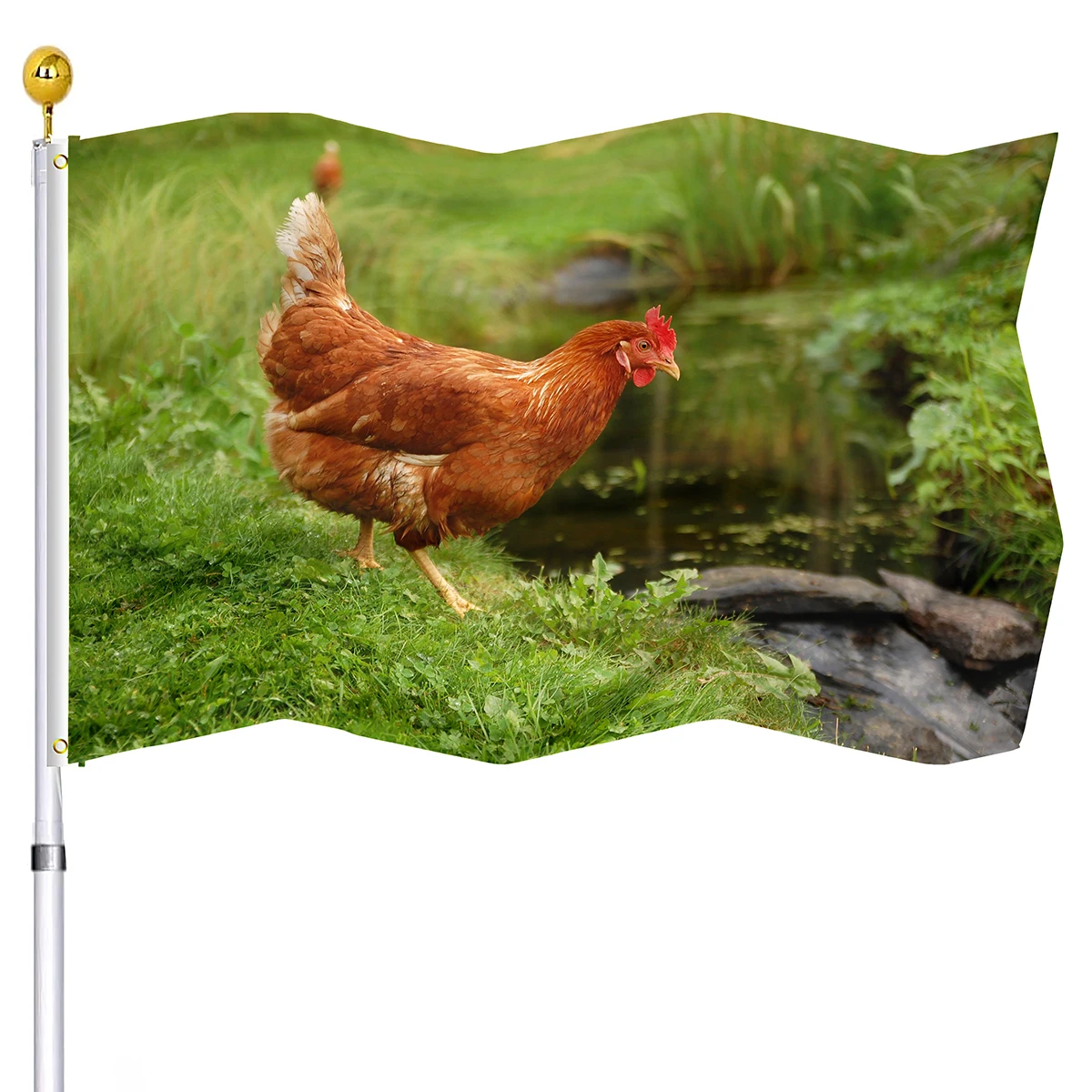 Bandeira de animais de fazenda galo galinha dupla costura bandeiras de frango banners com ilhós de bronze fazenda campo decorações para casa