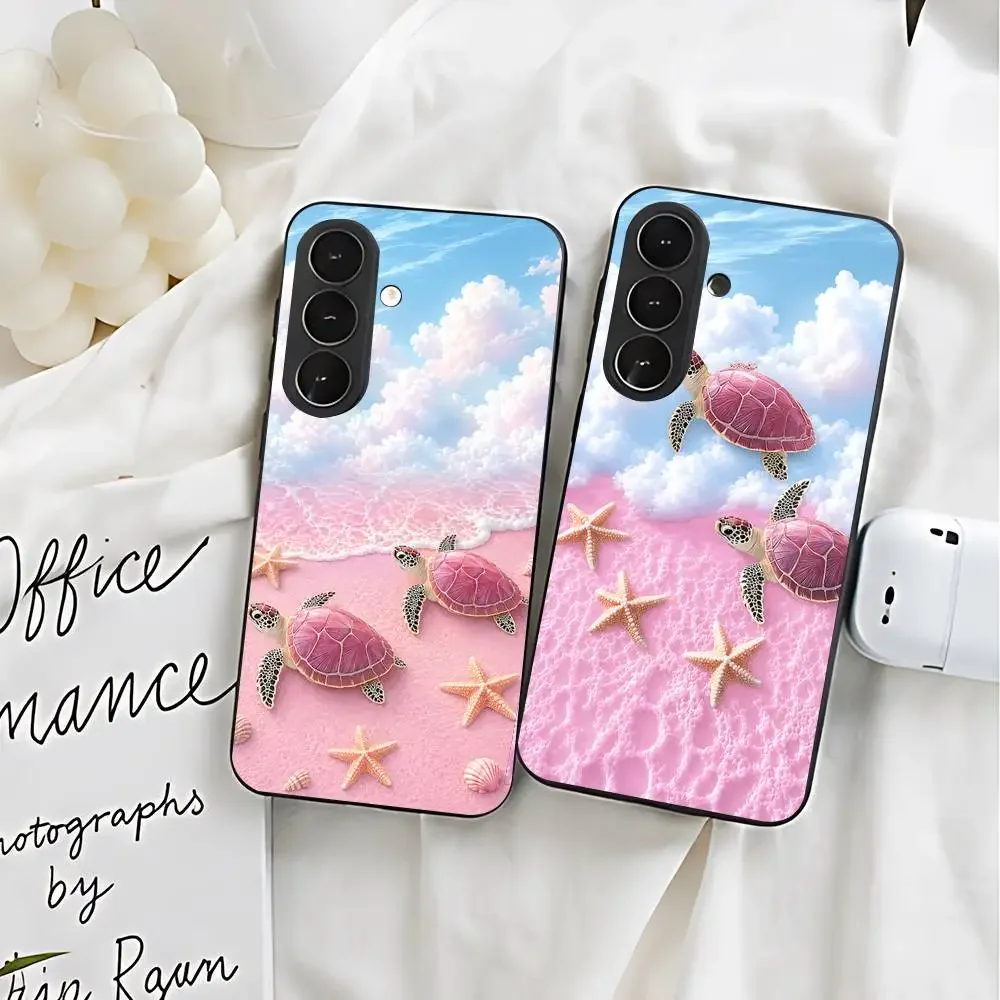 Pink Turtle Beach Starfish Phone Case For Samsung Galaxy S21 S22 S23 S24ULTRA S25ULTRA FE Ultra Plus5G A52S S26 Soft TPU Cover