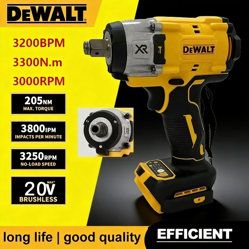 

Бесщеточный ударный гайковерт Dewalt 3250 об/мин, 205 Н·м, аккумуляторный, с высоким крутящим моментом, интеллектуальный инструмент для ремонта