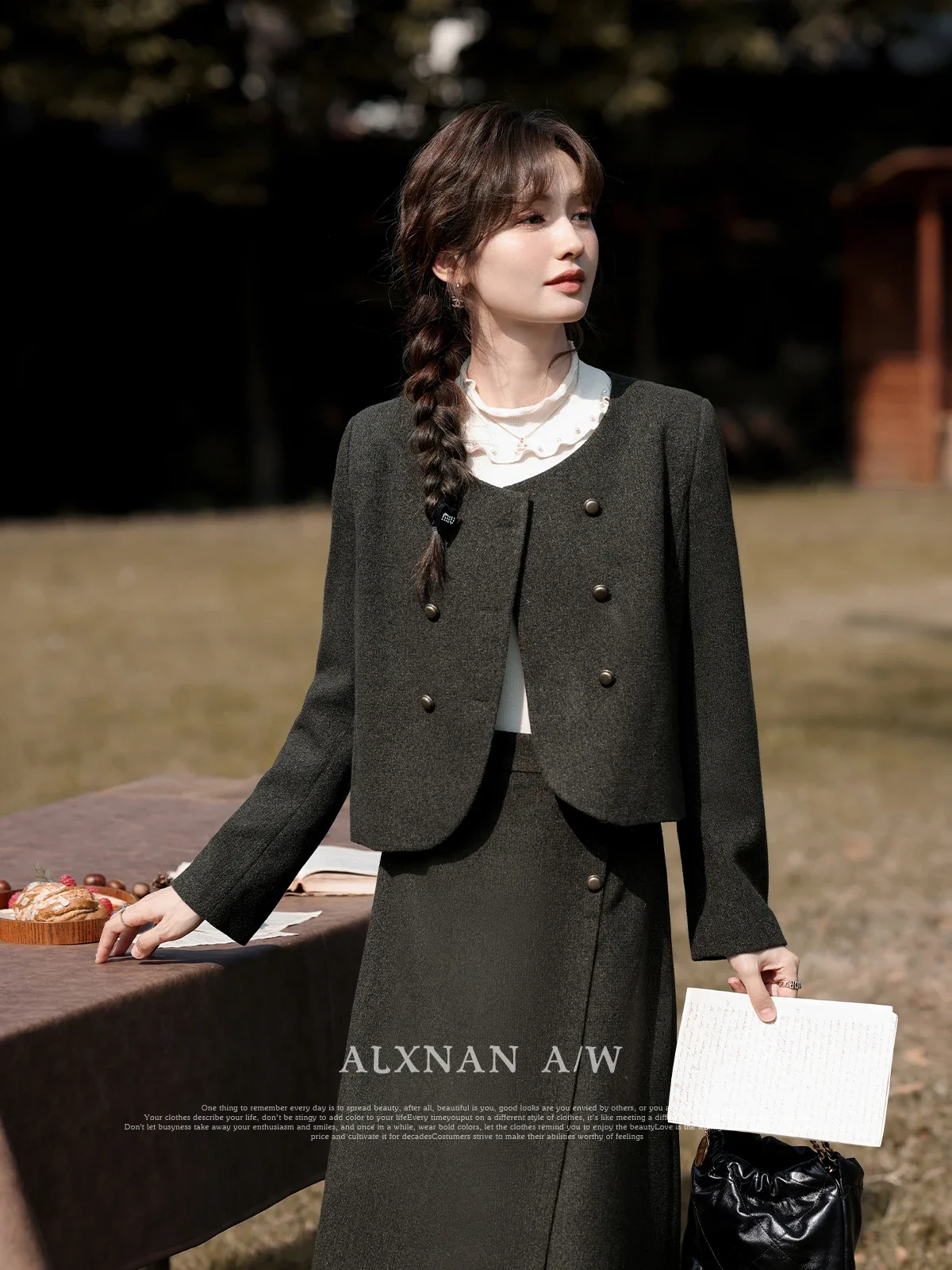 

ALXNAN Elegant Midi Skirts for Women 2024 Autumn Winter New Irregular Fashion Vintage Solid Comfort Office Lady Skirt L330262BQ