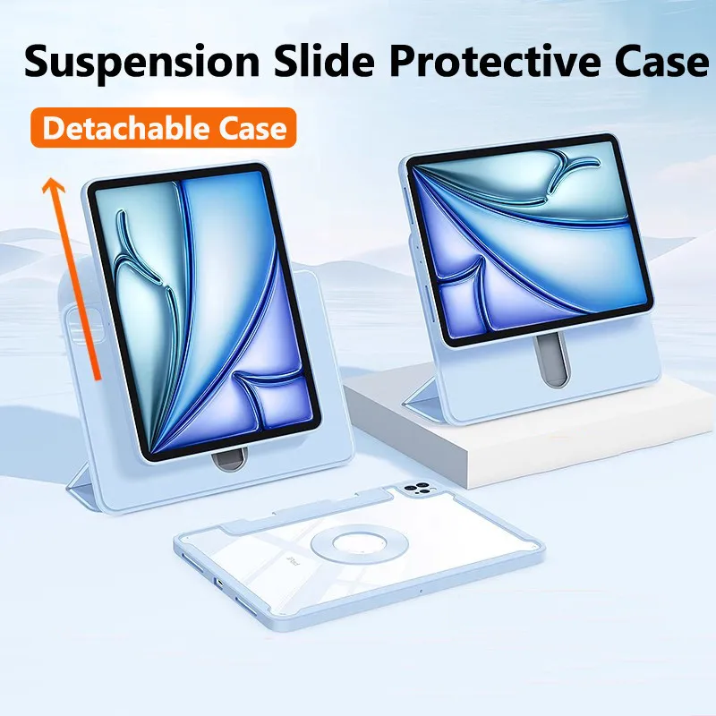 

Suspension Slide Case Air 11 Inch 2024 10th 10.9 10.2 9th 8 7 Pro 11 2022 2021 Air5 4 Rotation 720 Cover Drawer with Pen Slot