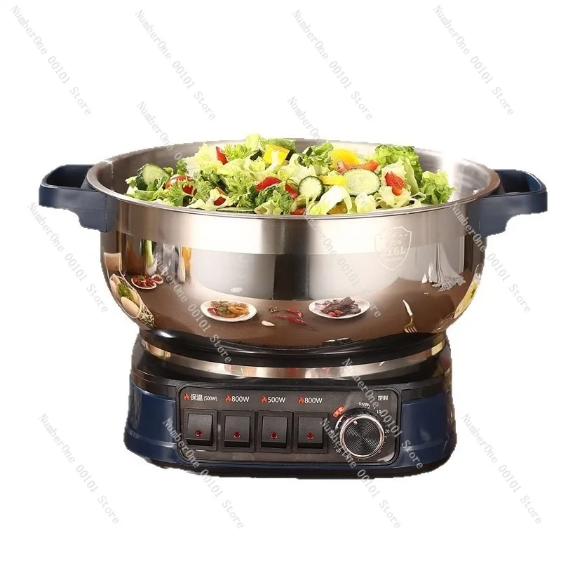 316 Stainless Steel Electric Wok, Non-Coated Household Cooking Pot, Multi-Function Steaming and Stir-Frying Pan, Electric Hot