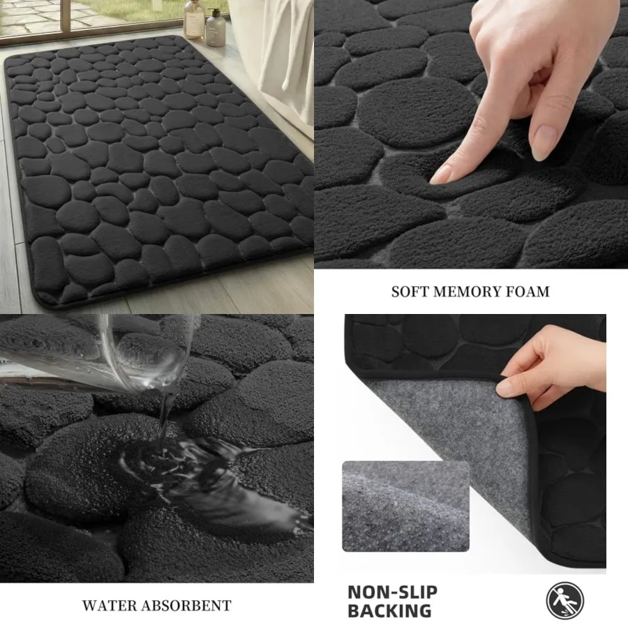 

Memory Foam Bath Mat Cobblestone Bathroom Rugs Super Water Absorbent Bath Mats for Bathroom Machine Washable Bath Rugs 24 x 36