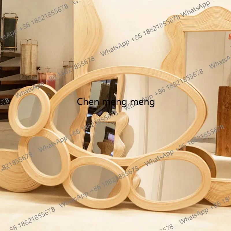 French style, wall-mounted bedroom, bed and breakfast, background wall decorative mirror