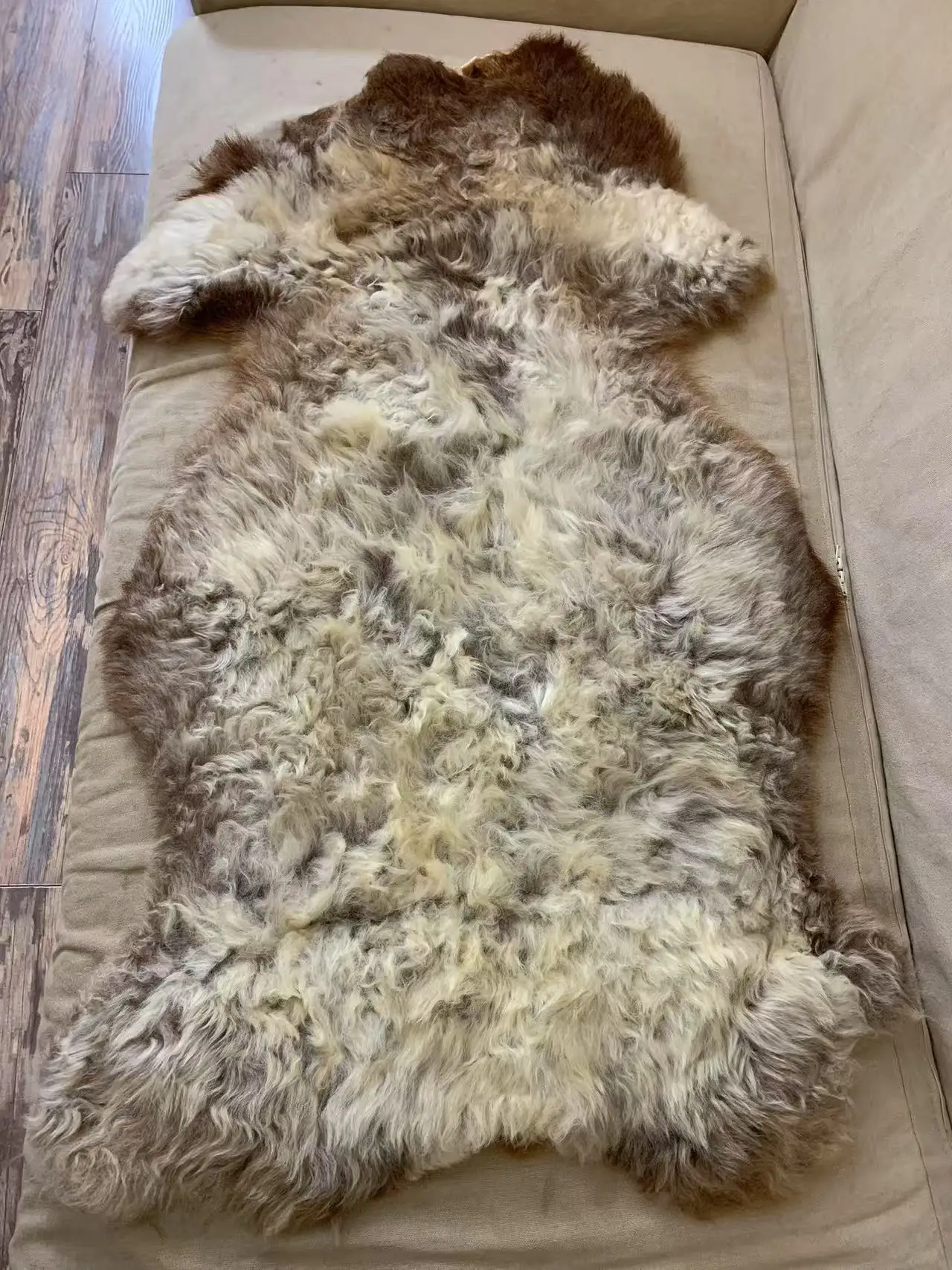 Unique Natural Brown Leather Rugs, Vintage Home Décor, Sofa Stool Cushions, Coat Material, real fur,puppy gift