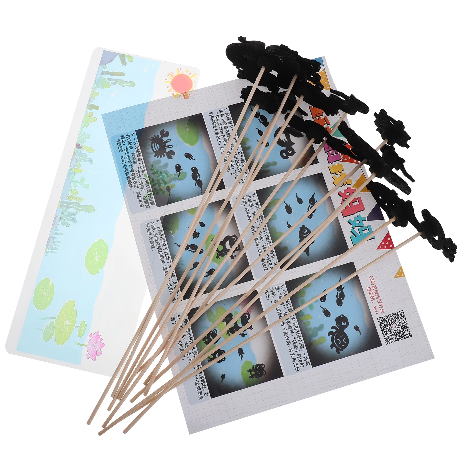 

1 set Kindergarten Teaching Aids Shadow Puppet Toys Safe Materials Interactive Learning Creative Stage Black Diy Hand Puppets