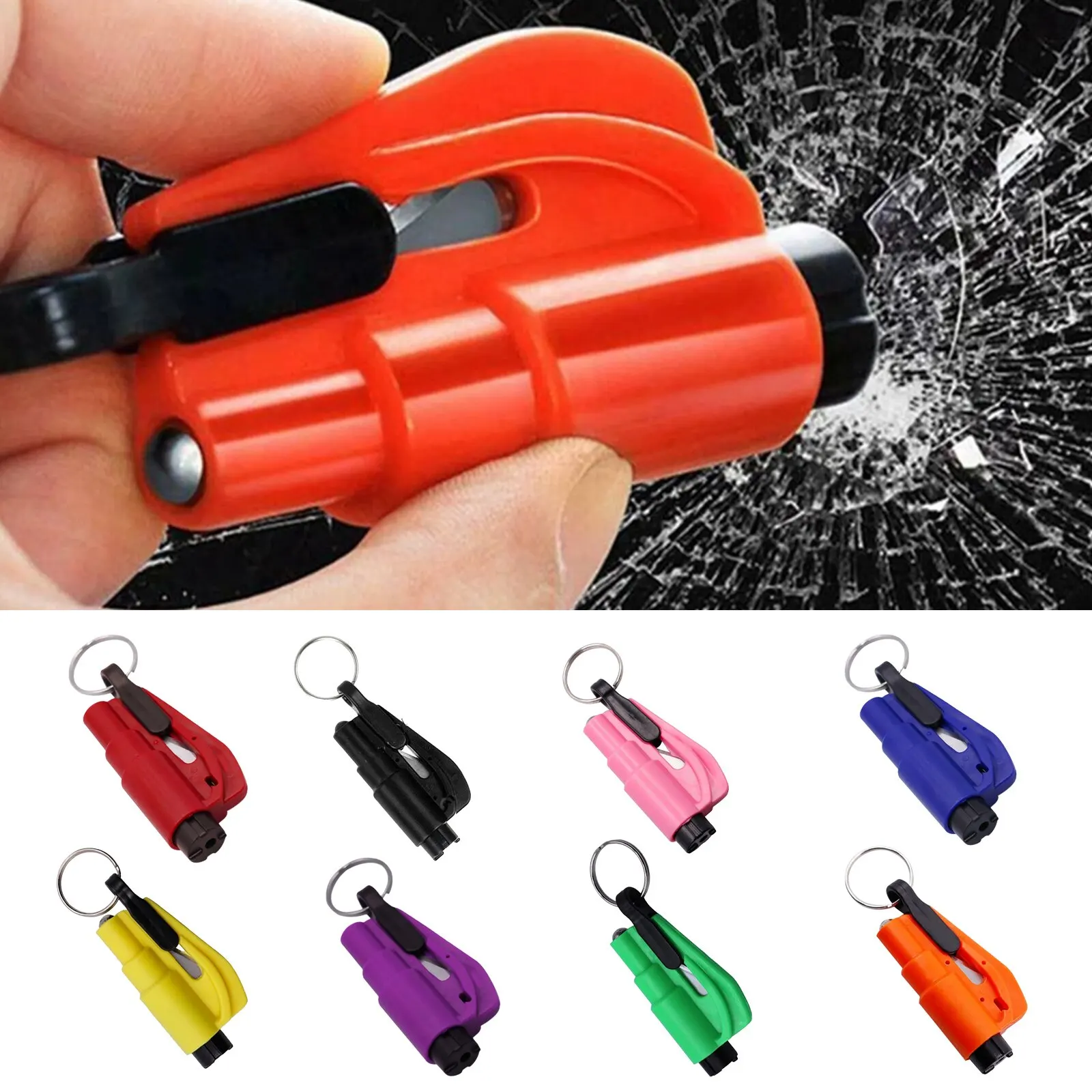 3 In 1 Multifunctional Emergency Rescue Portable Key Ring Seat Belt Cutter Hammer