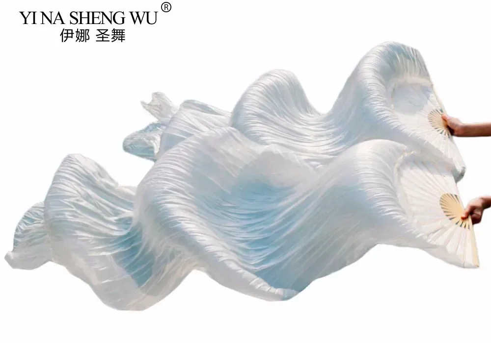 حار بيع الحرير الحقيقي للجنسين جودة عالية الحرير الصيني الحجاب مراوح الرقص 1 زوج مراوح الرقص الشرقي رائجة البيع لون أبيض نقي 180*90 سنتيمتر