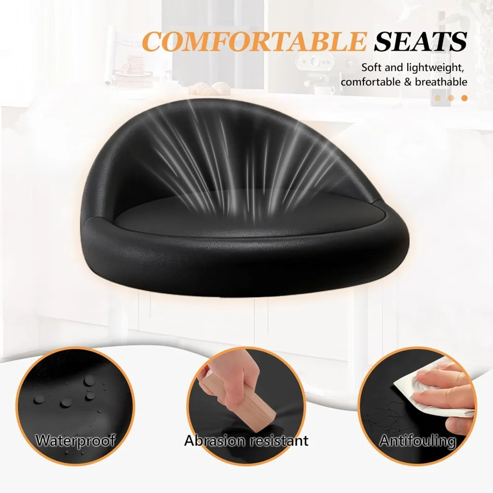 مجموعة مقاعد بار مكونة من 2، مقاعد بار دوارة حديثة مع ظهر منخفض، كراسي بار منجدة قابلة للتعديل، مقاعد للبار من جلد البولي يوريثان بارتفاع #6