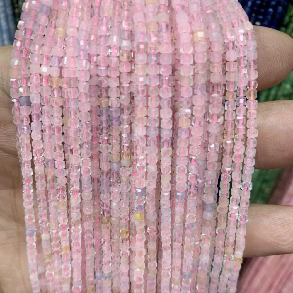 2x2mm Natural Morganite kyanite Labradorite Faceted Cube Beads Square Stone Beads for Jewelry DIY Making  Gemstone Loose Beads