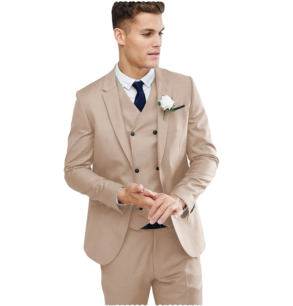 

Leisure Men's 3 Pieces Mens Suit Formal Blazer+Vest+Pants Slim Fit Tuxedos Party Wedding Dress For Groomsmen Male Suit Blazer