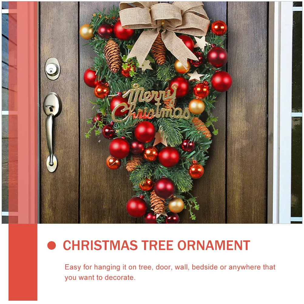 

Christmas Bow Wreath Front Door Wreath Big Bow Balls Fake Leaves Easy Hang Xmas Wall Door Tree Decoration Holiday Decor