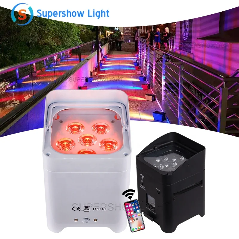 Heißer Verkauf Wiederaufladbare 6x18 watt 6 in 1 RGBW UV Led Uplights Bühne Par Party Batterie Betrieben drahtlose Par Led Hochzeit Dj Uplights