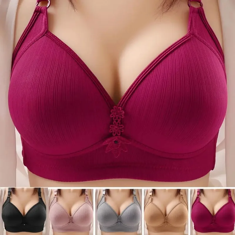 تنفس لينة أمي نمط لينة رقيقة كوب Bralette منتصف العمر المسنات النساء مريحة تجمع الثدي دعم حمالة الصدر