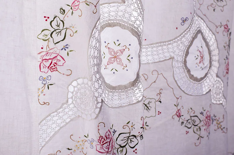 

Hand-Embroidered Cotton Tablecloth American Style Patchwork Needlework Home Fabric Dining Table Cloth
