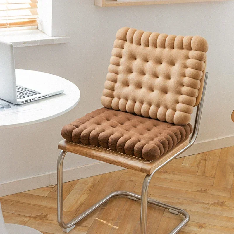 Simulation Cookie Plush Cushion Round Square Biscuit Soft Thicken Seat Cushion Short Plush Floor Mat Bay Window Pad Home image 5