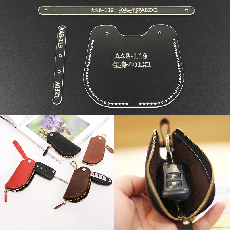 1Set DIY Leathercraft Mould Keychain Pattern Acrylic Template Sewing Pattern AAB-119