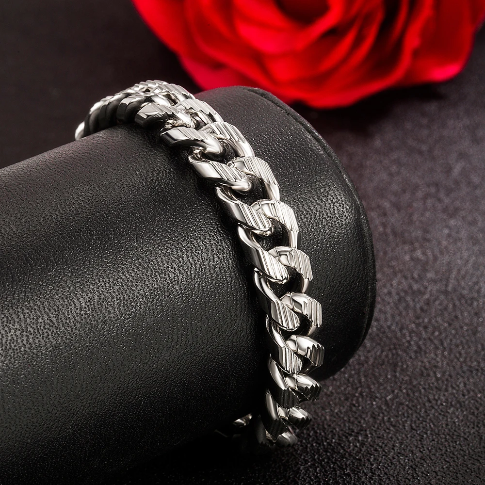 New Male 925 Sterling Silver 10mm Chunky Miami Curb Chain Bracelets Factory Fashion Hot Top Quality Heavy Jewelry Charm