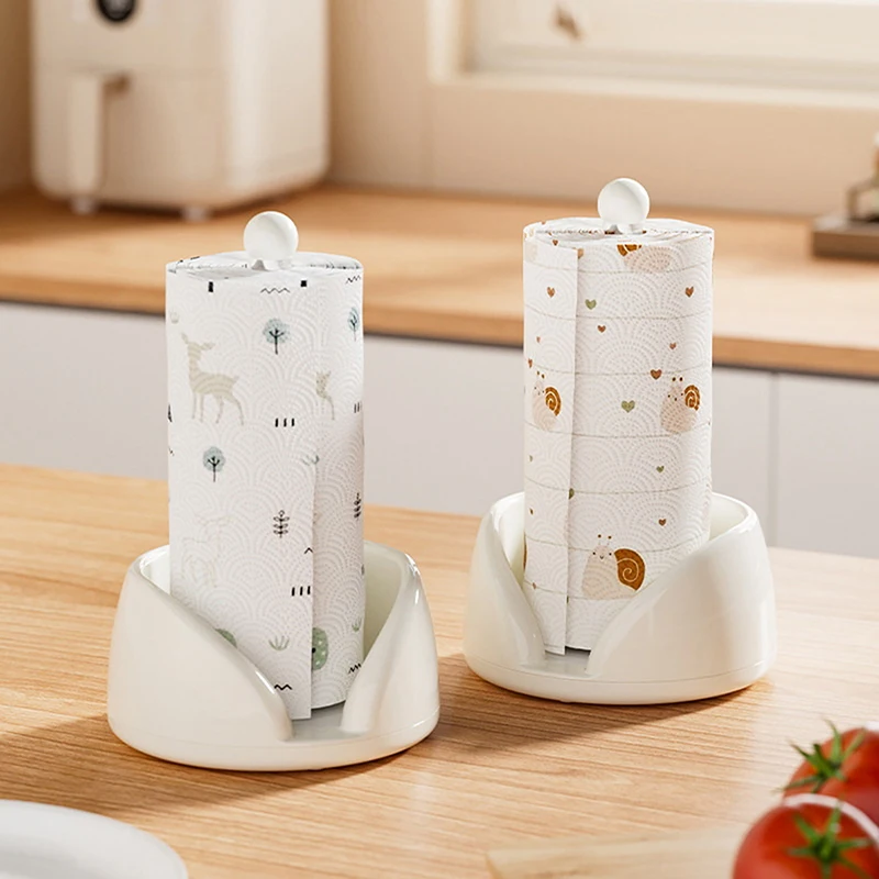 Multifunctional Rotating Paper Towel Holder, Desktop/Standing Kitchen Paper And Plastic Wrap Storage Rack