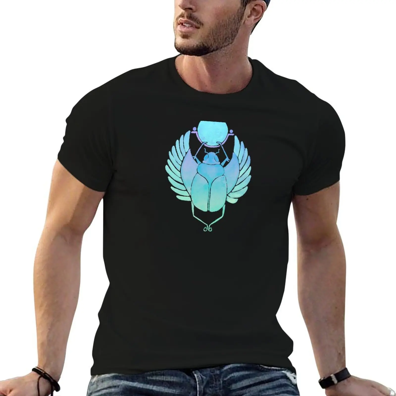

Egyptian Scarab – Turquoise Ombré T-Shirt sweat vintage anime shirt mens graphic t-shirts