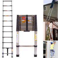 3.2M Telescopic Ladder 10.5FT Multi-Purpose Stainless Steel Telescoping Ladder Extendable Portable Sturdy Loft Ladder with EN131