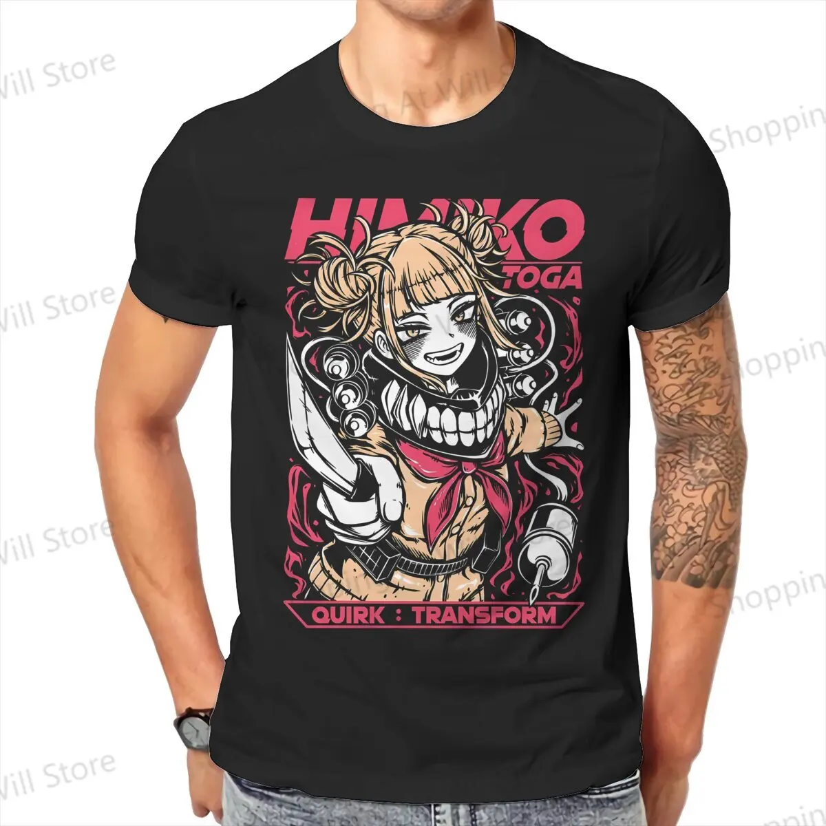 Tops 100% Cotton Fun Fashion HERO Izuku Midoriya Girl Men's and women's T-shirts Himiko Toga Short sleeved fun print