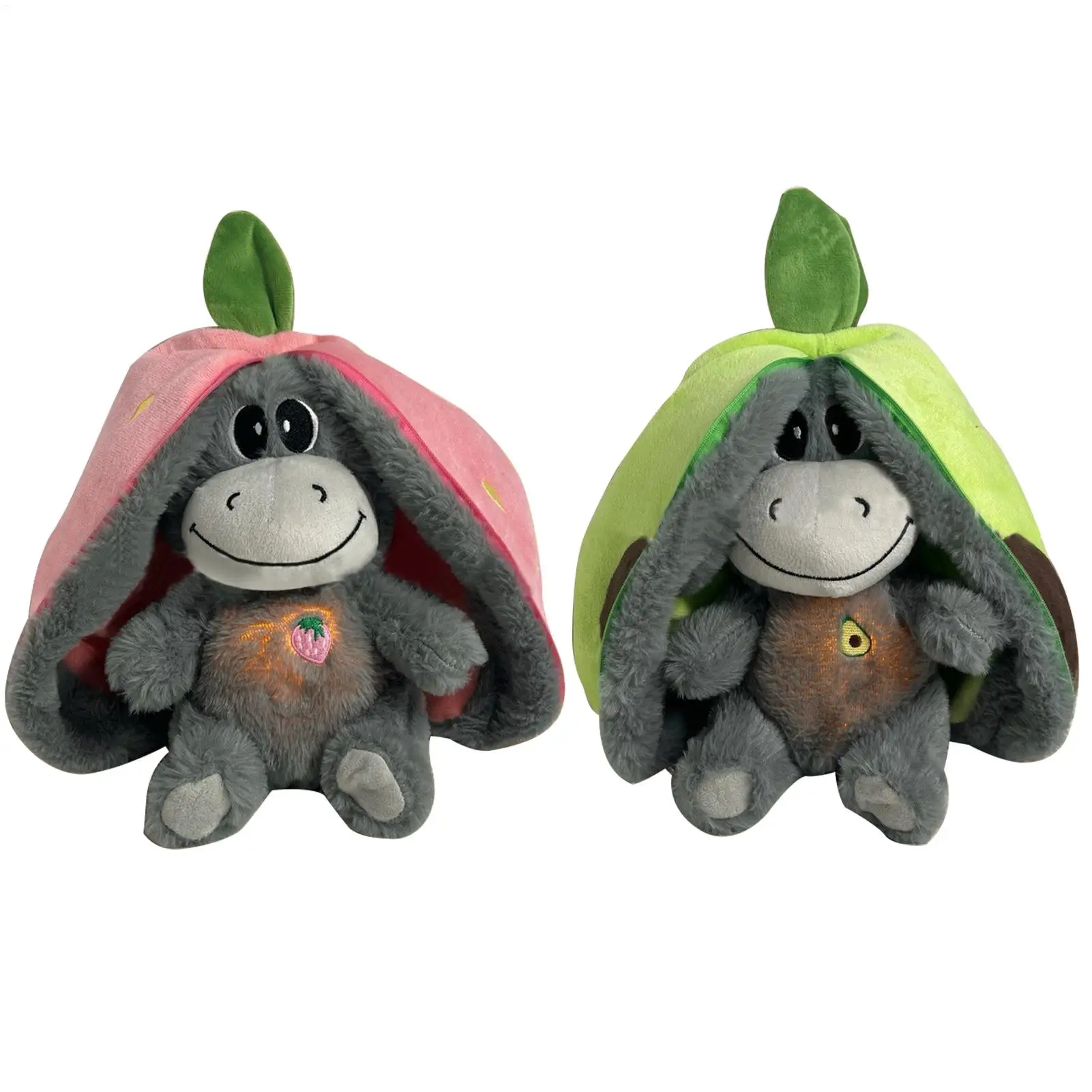 Soft Stuffed Fruits Doll With Realistic Breathing And Light Stress Relaxation Donkeys Doll For Baby Soothing And Relaxation