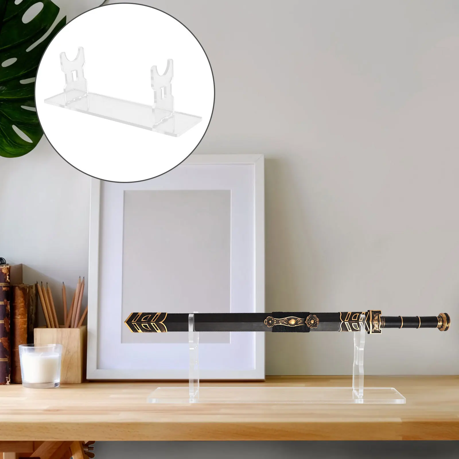 

Transparent Acrylic Sword Storage Stand Rack Decorative Display Holder for Sword Flute Wand Display Wand Stand