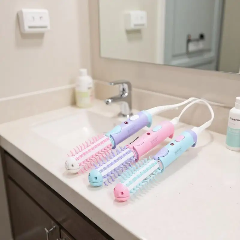 

2 In 1 Mini Electric Hair Straightening Curling Iron Set 220V Scald Proof Ionic Hot Comb Hair Styler Travel Hair Styling Tools