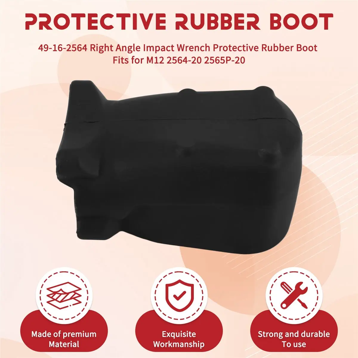 (WSFS) 49-16-2564 Right Angle Impact Wrench Protective Rubber Boot Fits for Milwaukee M12 2564-20 2565P-20