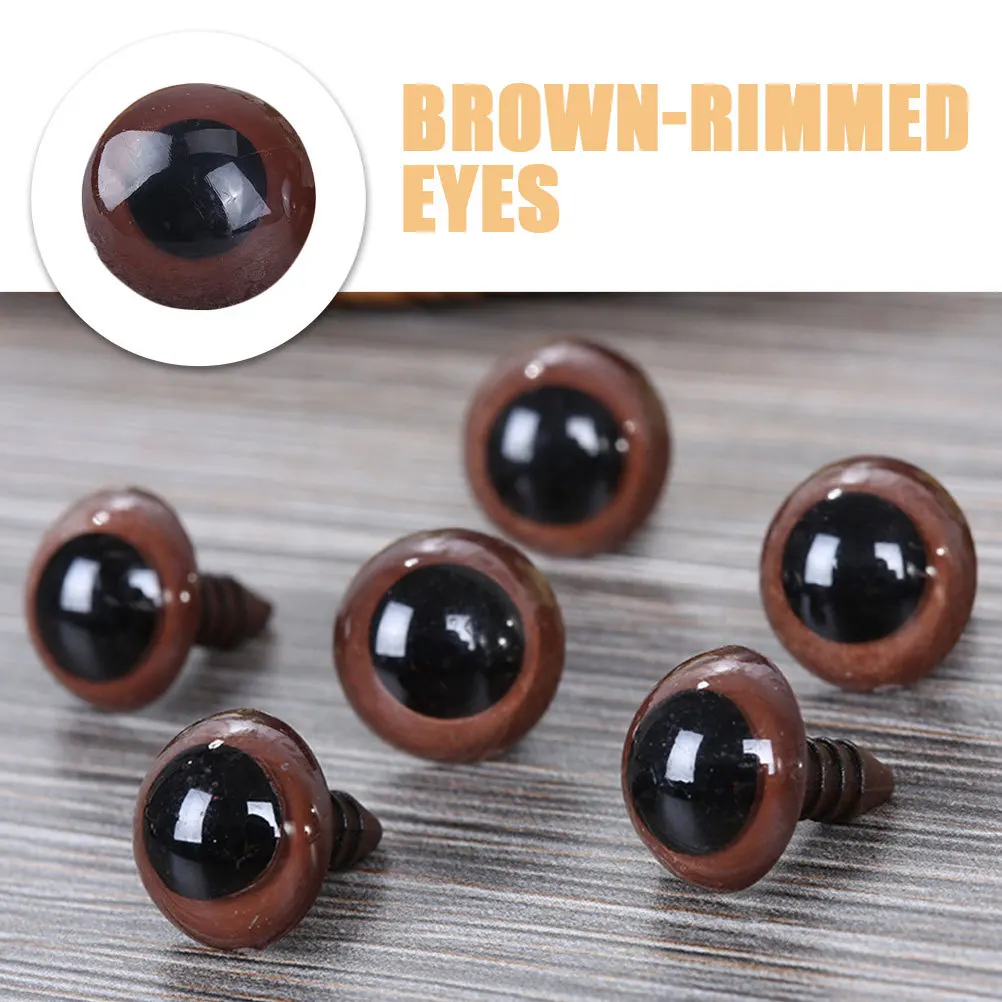 20 szt. Duże, 30 mm, brązowe oczka bezpieczeństwa, olśniewająco błyszczące plastikowe oczy do amigurumi, projekty rękodzielnicze z pluszakami, sztuczne oczy, puste.