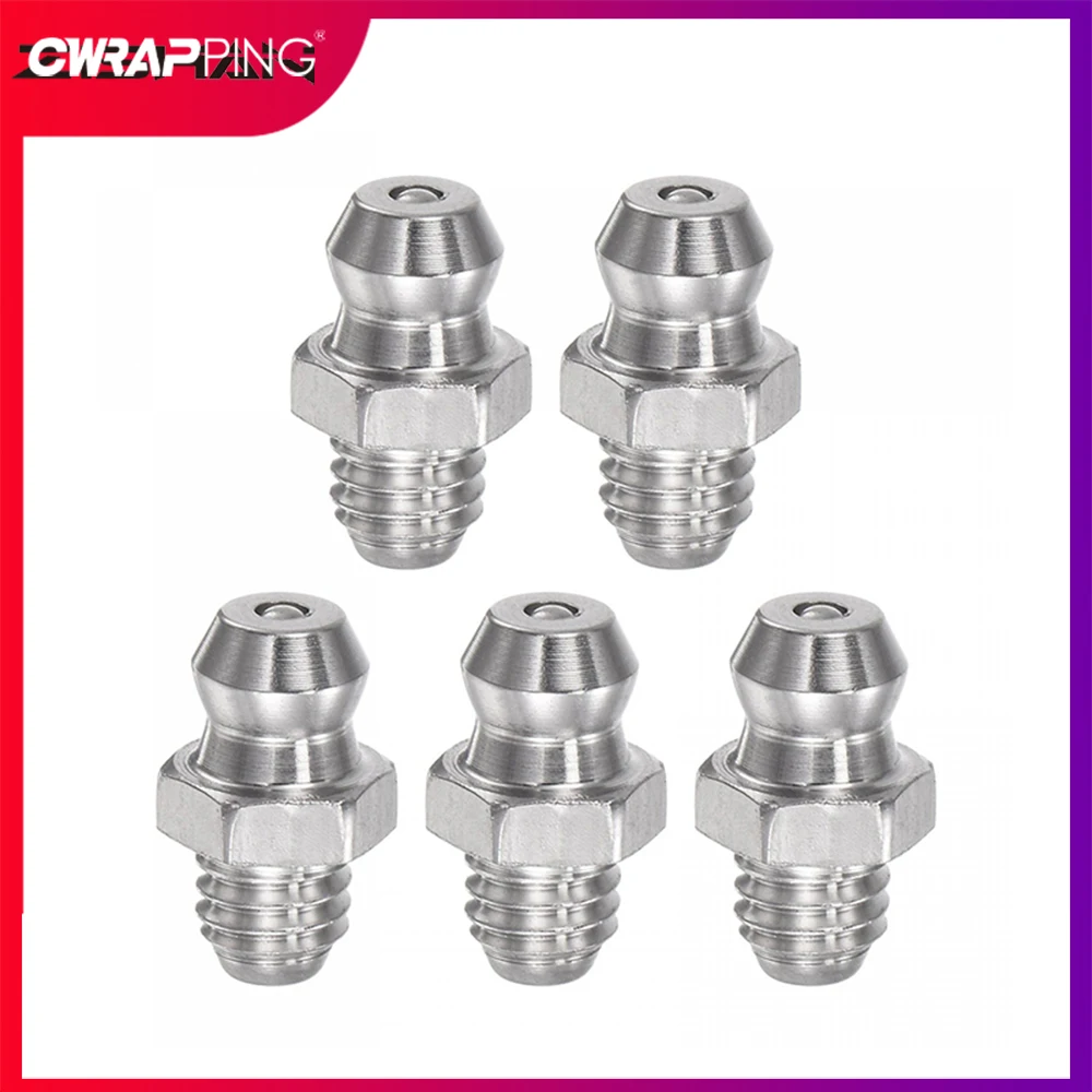 10/20PCS Stainless Steel Grease Nipple Straight Hydraulic Grease Nipple Male Thread Fitting For Auto Bearings Accessories