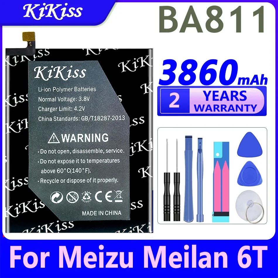 KiKiss 3860mAh BA811 BA 811 Batteries For Meizu M6T For Meilan 6T M811Q M811H M811M M811S M811T Phone Battery Bateria Tools