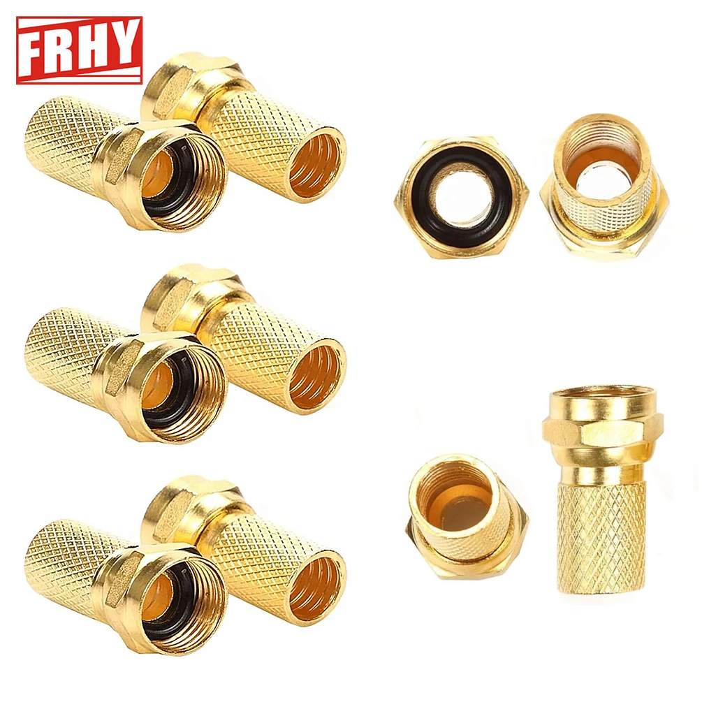 Connecteurs à visser de Type F 75 Ohm, plaqués or pour câble Coaxial RG60, adaptateurs d'antenne TV Satellite (diamètre impérial 5mm), 10 pièces
